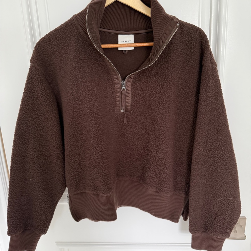 Varley Chocolate Brown Fleece Half-Zip Pullover